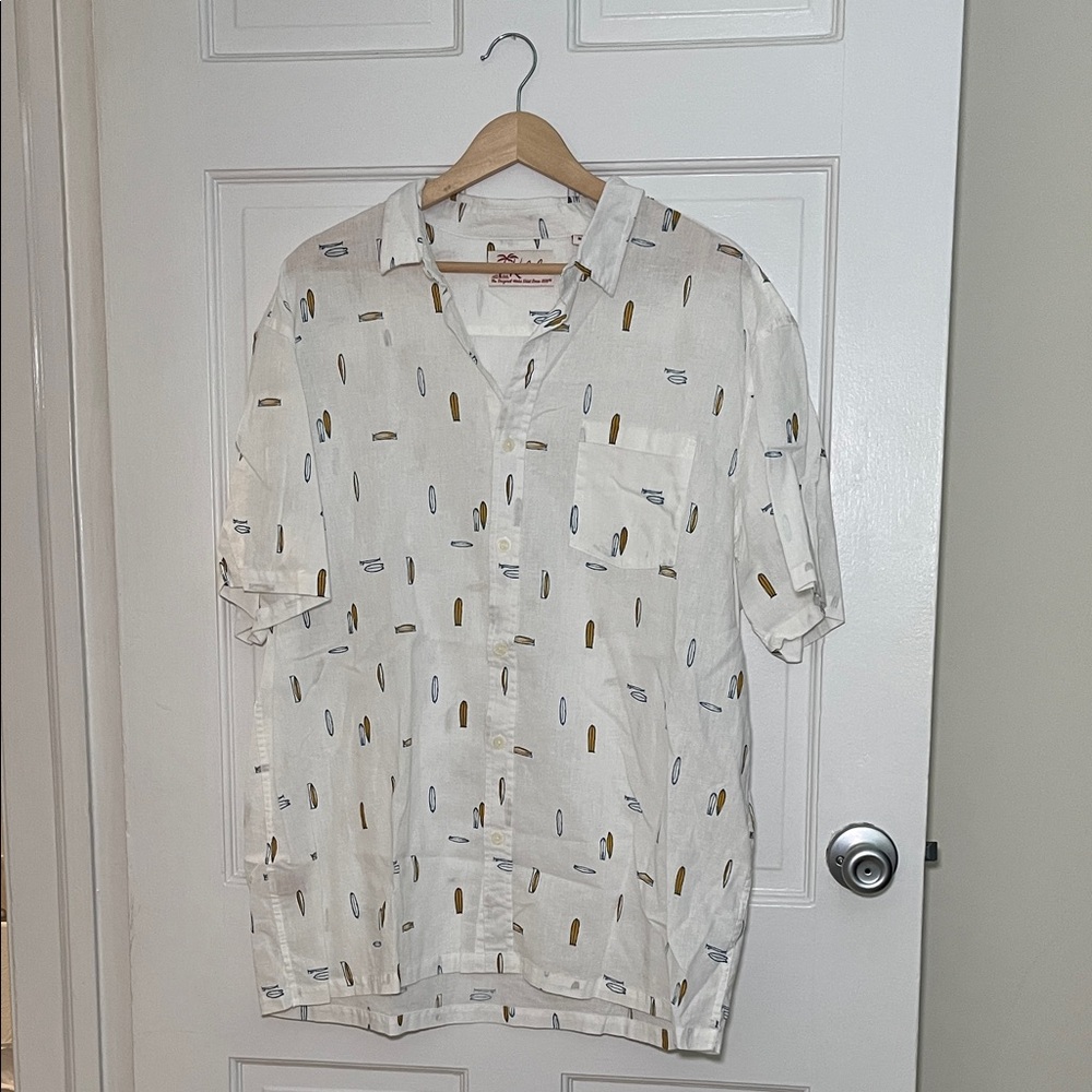 Men's linen White Shirt surf boards